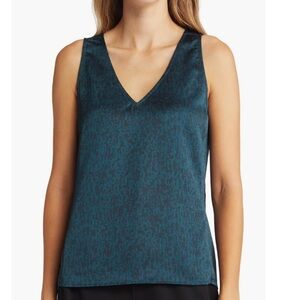 NWT Nordstrom V-Neck Tank, Teal, Sleeveless V-Neck Top, Women’s Small
